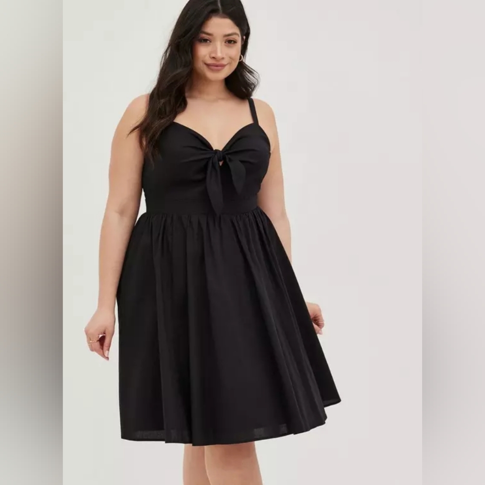 Torrid Mini Poplin Tie-Front Skater Dress